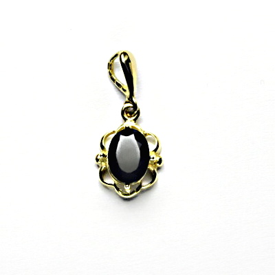 Zlatý přívěsek, přírodní černý spinel, žluté zlato, P 1140/22