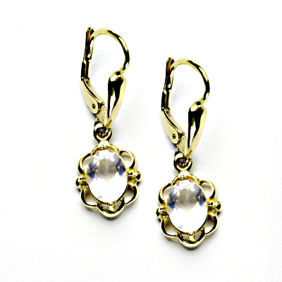 Zlaté náušnice, přírodní růženín, žluté zlato, NK 1140/20