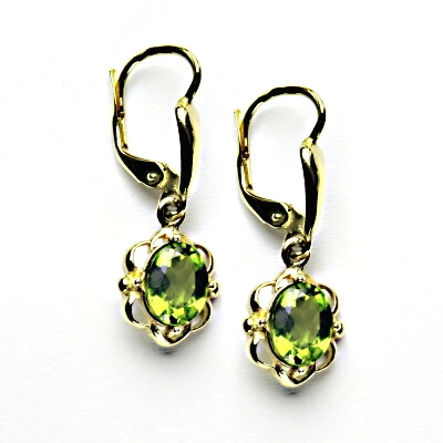 Zlaté náušnice, přírodní olivín, žluté zlato, NK 1140/20