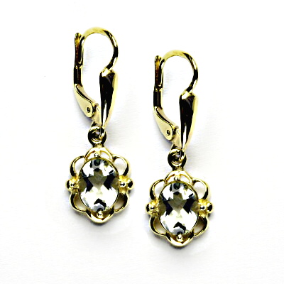 Zlaté náušnice, přírodní green ametyst, žluté zlato, NK 1140/20