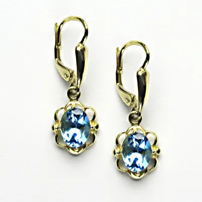 Zlaté náušnice, přírodní topaz swiss, žluté zlato, NK 1140/20