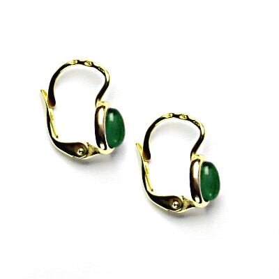 Zlaté náušnice, žluté zlato, přírodní avanturin, NK 1353