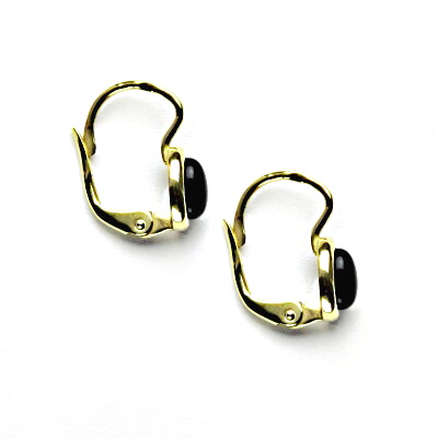 Zlaté náušnice, žluté zlato, přírodní onyx, NK 1353