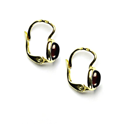 Zlaté náušnice, žluté i bílé zlato, přírodní granát, NK 1353