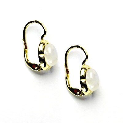 Zlaté náušnice, žluté zlato, přírodní měsíční kámen, NK 1374