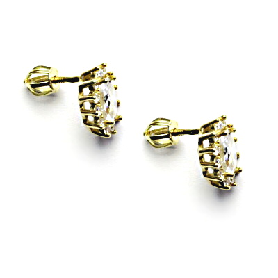  Zlaté náušnice Kate, čiré zirkony, žluté i bílé zlato, NŠ 1480