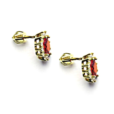  Zlaté náušnice Kate, oranžový zirkon, čiré zirkony, žluté i bílé zlato, NŠ 1480