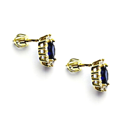  Zlaté náušnice Kate, zirkon safír, čiré zirkony, žluté i bílé zlato, NŠ 1480