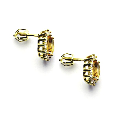  Zlaté náušnice Kate, přírodní citrín, čiré zirkony, žluté i bílé zlato, NŠ 1480