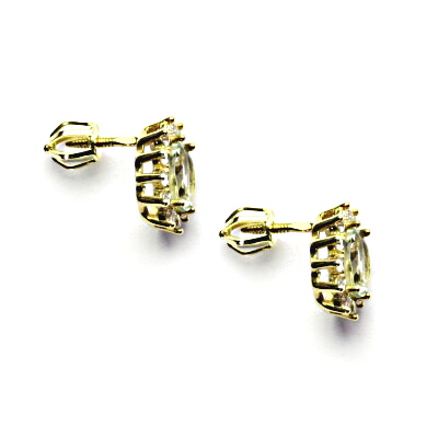  Zlaté náušnice Kate, přírodní green ametyst, čiré zirkony, žluté i bílé zlato, NŠ 1480