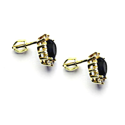  Zlaté náušnice Kate, přírodní černý spinel, čiré zirkony, žluté i bílé zlato, NŠ 1480