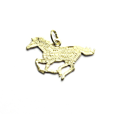 Zlatý přívěšek , běžící kůň , žluté zlato - P 58