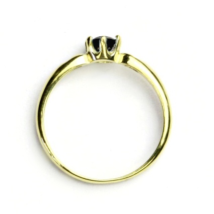 Zlatý prsten s brilianty, přírodní záhněda, žluté zlato, VLZDR048