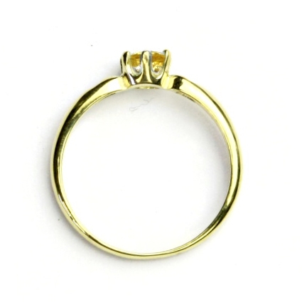 Zlatý prsten s brilianty, přírodní citrín, žluté zlato, VLZDR048