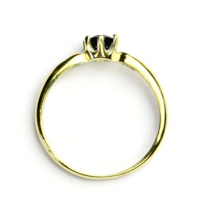 Zlatý prsten s brilianty, přírodní granát, žluté zlato, VLZDR048