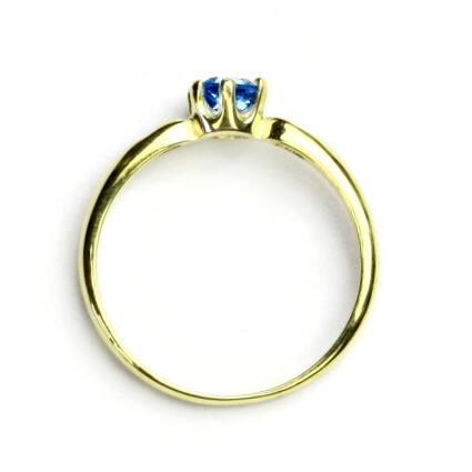 Zlatý prsten s brilianty, přírodní topaz sky, žluté zlato, VLZDR048