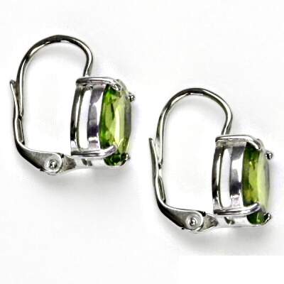 Zlaté náušnice, bílé i žluté zlato, přírodní olivín 10x8 mm,  NK 1242