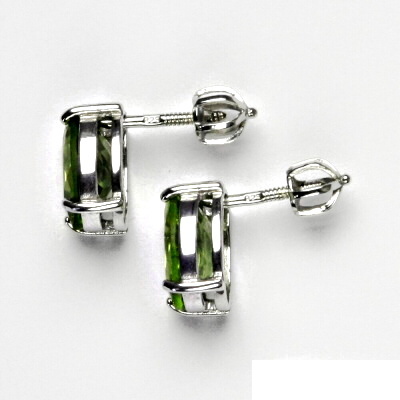 Zlaté náušnice, bílé i žluté zlato, přírodní olivín 10x8 mm , NŠ 1242