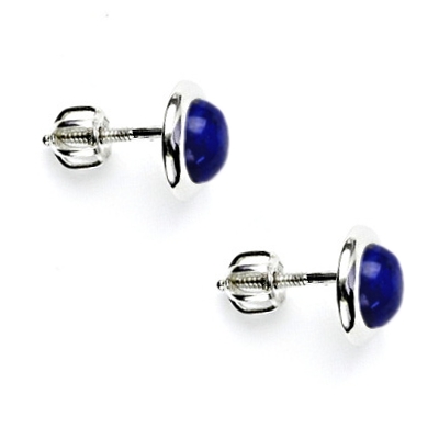 Zlaté náušnice , bílé / žluté zlato , přírodní kámen Lapis lazuli 6 mm , NŠ 1471