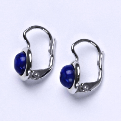 Zlaté náušnice, bílé/žluté zlato, přírodní kámen Lapis lazuli 6 mm , NK 1471 