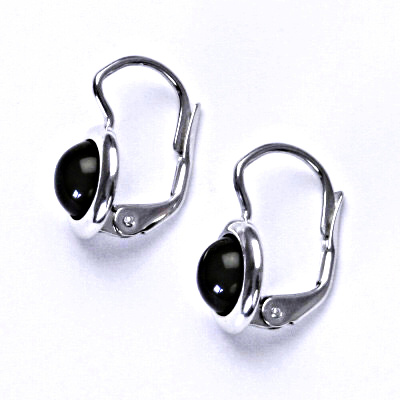 Zlaté náušnice, bílé/žluté zlato, přírodní kámen Onyx 6 mm , NK 1471 