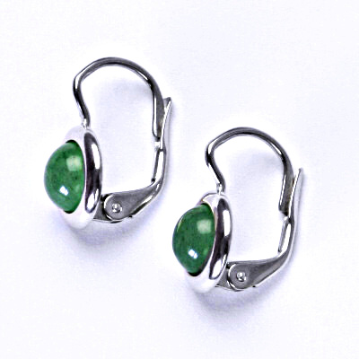 Zlaté náušnice, bílé/žluté zlato, přírodní kámen Avanturin 6 mm , NK 1471 