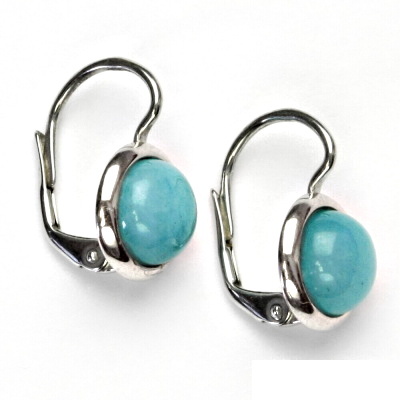 Zlaté náušnice bílé i žluté zlato , přírodní kámen Amazonit  - NK 1503