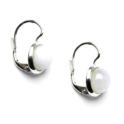 Zlaté náušnice, bílé i žluté zlato , přírodní Měsíční kámen - NK 1503