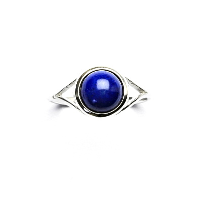Zlatý prsten, bílé i žluté zlato, přírodní kámen Lapis lazuli 8 mm - T 1503