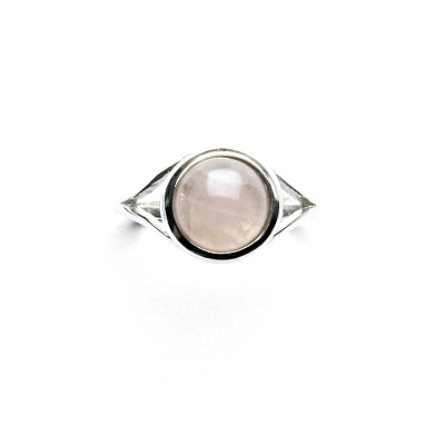 Zlatý prsten bílé i žluté zlato, přírodní kámen Růženín 8 mm - T 1503