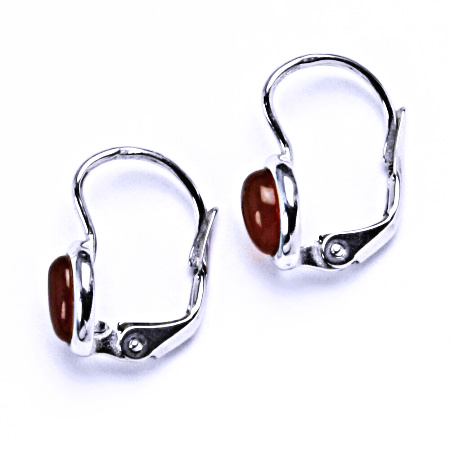 Zlaté náušnice, bílé i žluté zlato, přírodní Karneol 6x4 mm , NK 1353