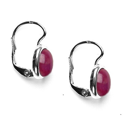 Zlaté náušnice, přírodní Rubín AA+ 8x6 mm , bílé i žluté zlato - NK 1355