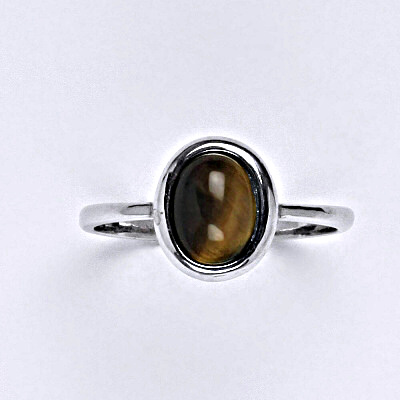 Stříbrný prsten, přírodní kámenTygří oko - T 1355