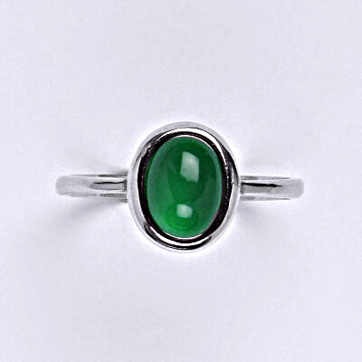 Stříbrný prsten, přírodní kámen Green agate  - T 1355