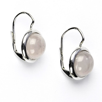 Zlaté náušnice, bílé i žluté zlato , přírodní kámen Růženín 10 mm - NK 1452