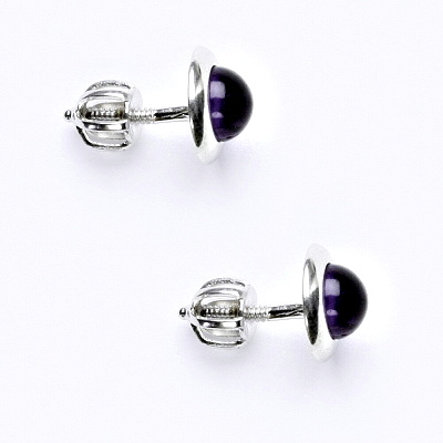 Zlaté náušnice, bílé i žluté zlato, přírodní Ametyst 5 mm  , NŠ 1470