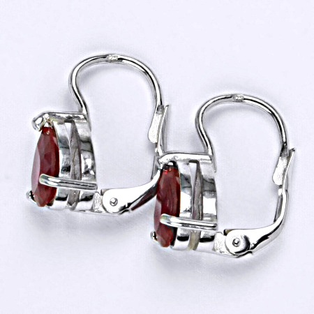 Zlaté náušnice, bílé i žluté zlato, zirkon rubín 8x6 mm , NK 1361