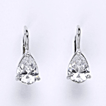 Zlaté náušnice, bílé i žluté zlato, zirkon čirý 8x6 mm , NK 1361