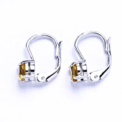 Zlaté náušnice, bílé i žluté zlato, přírodní Citrin pálený 5 mm - NK 1251