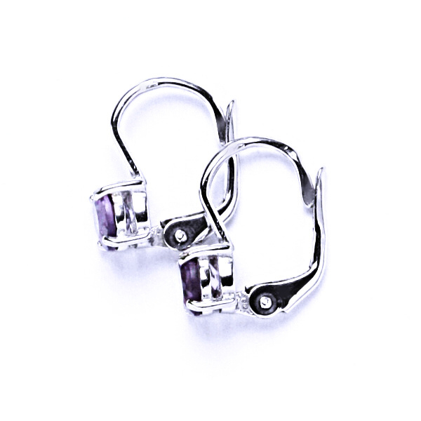 Zlaté náušnice, bílé i žluté zlato, přírodní Ametyst  5 mm - NK 1251