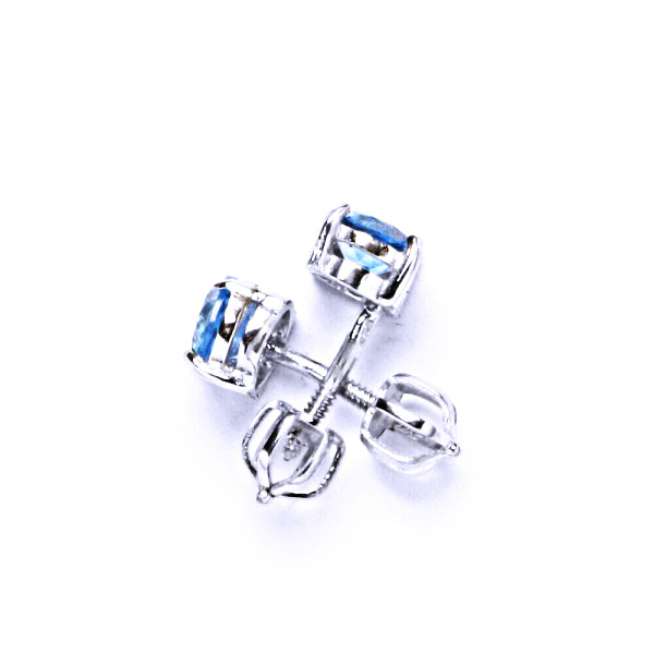 Zlaté náušnice, přírodní Topaz swiss , bílé zlato  - NŠ 1251