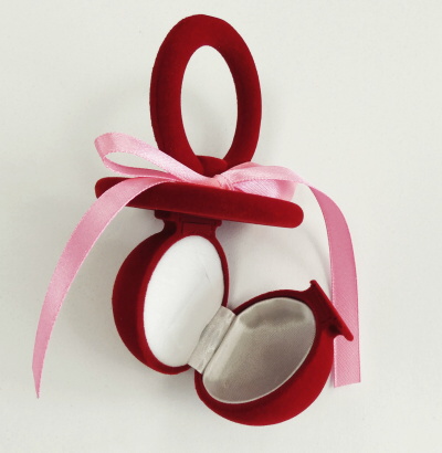 Dárková sametová krabička dudlík červený FU-217/A7 