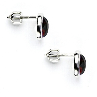 Zlaté náušnice, přírodní Granát 7x5 mm , bílé i žluté zlato NŠ 1354