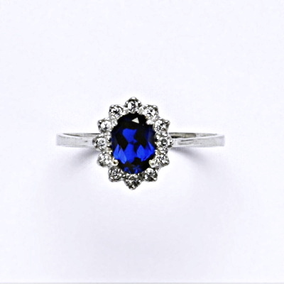 Zlatý prsten Kate ,bílé i žluté zlato ,zirkon spinel 7x5 mm  - VR 247