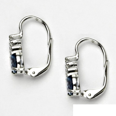 Zlaté náušnice, bílé i žluté zlato, zirkony čiré a akvamarin - VE 168 