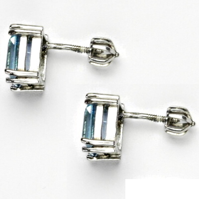 Zlaté náušnice , bílé i žluté zlato , přírodní topaz sky 8 x 8 mm - NŠ 1259