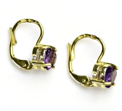 Zlaté náušnice, žluté i bílé zlato, srdíčka, přírodní ametyst sv. - NK 1362