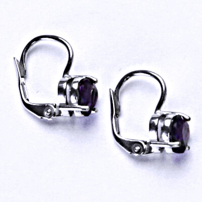 Zlaté náušnice, bílé i žluté zlato, srdíčka, přírodní ametyst tm. - NK 1362