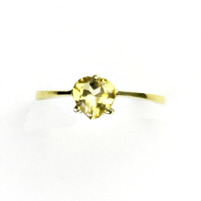 Zlatý prsten , žluté i bílé zlato, přírodní kámen citrín - T 1362