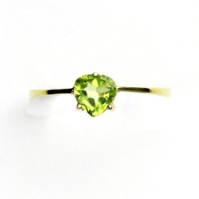 Zlatý prsten , žluté i bílé zlato, přírodní kámen olivín - T 1362
